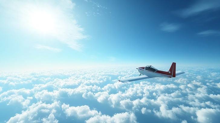 Aircraft traveling over clouds